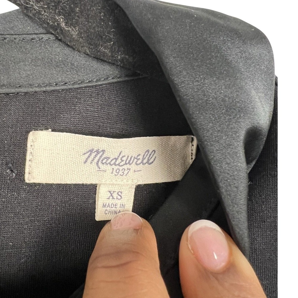 Madewell Black Sleeveless Ponte Top with Satin Collar Size XS‎ 09245 - Picture 3 of 8